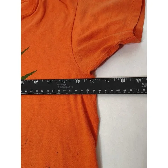 Vintage Orange Rush Marijuana Leaf Graphic T-Shirt Single Stitch Made in USA M